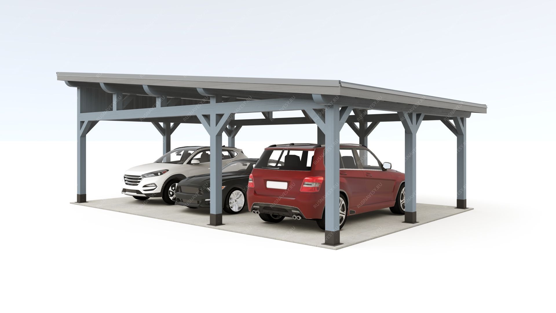 Навес односкатный для трех авто АТРИУМ фото 4